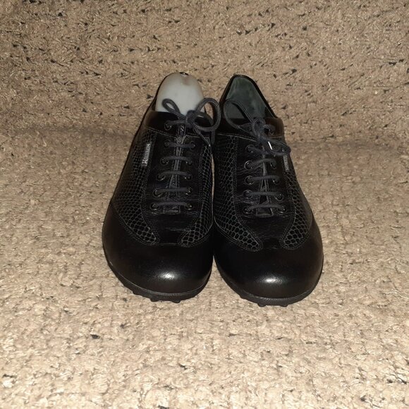 MEPHISTO Air-Jet-Black Leather/Snake Pattern-Lace-Up Sneakers-Sz 9.5-Excellent - Picture 4 of 9